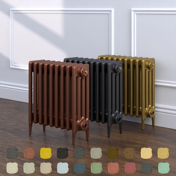 CI-RC460-09-TH - Richmond 4 Column Victorian Electric Cast Iron Radiator H460mm x W582mm