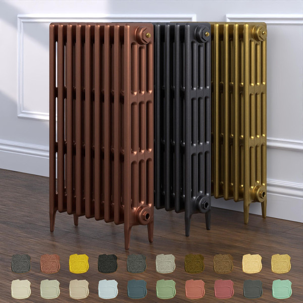 CI-RC760-09-TH - Richmond 4 Column Victorian Electric Cast Iron Radiator H760mm x W462mm