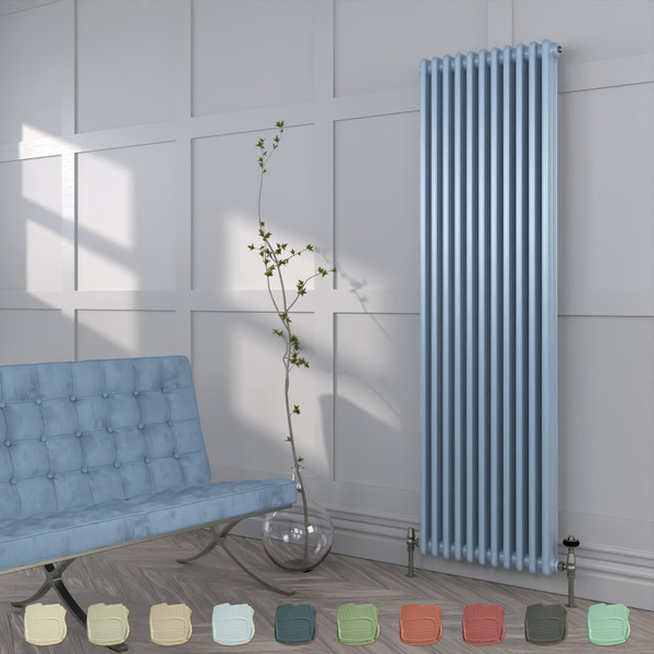 HR2-1800-FB-089-LULWORTH-BLUE-TH - Heritage Colour 2 Column Vertical Radiator H1800mm X W392mm