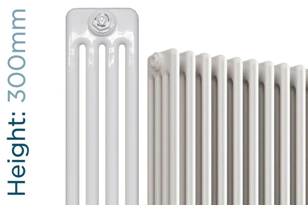 DQ-MD4-300-W-TH - DQ Modus White 4 Column Horizontal Radiator H300mm x W162mm