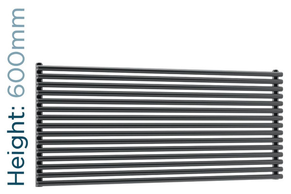 DQ-VUL-600-HSG-TH - DQ Vulcano Horizontal Single Radiator H600mm X W571mm Dark Grey