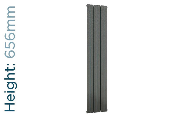DQ-TOR-656-SG-TH - DQ Tornado Vertical Single Radiator H656mm X W231mm Dark Grey