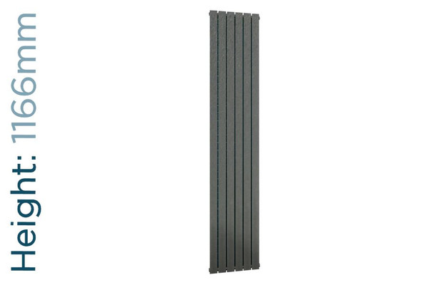 DQ-TOR-1166-SG-TH - DQ Tornado Vertical Single Radiator H1166mm X W231mm Dark Grey