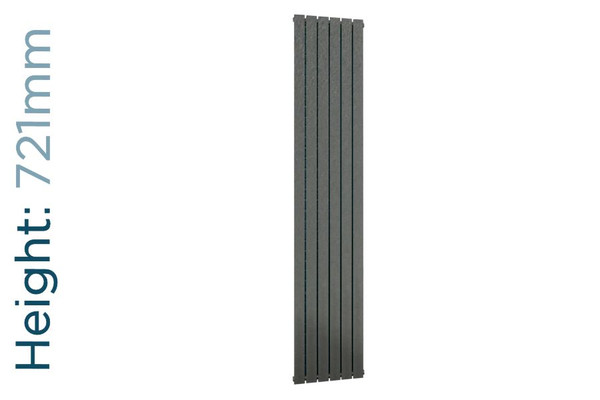 DQ-TOR-721-SG-TH - DQ Tornado Vertical Double Radiator H721mm X W231mm Dark Grey
