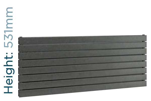 DQ-TOR-531-DG-TH - DQ Tornado Horizontal Double Radiator H531mm X W656mm Dark Grey