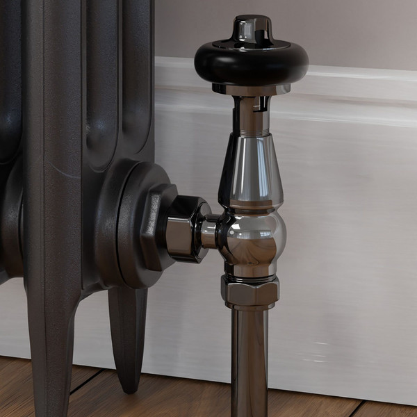 T-MAN-021-AG-BL-CU00 - Eastbury Traditional Manual Angled Black Nickel Radiator Valves