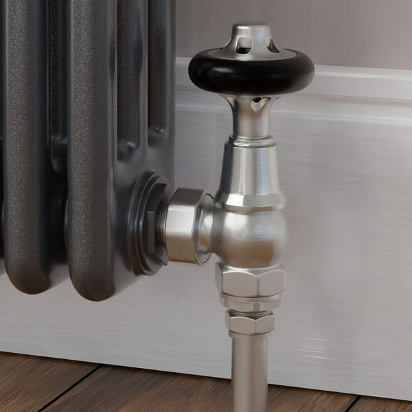 T-MAN-045-AG-SN-CU00 - Chastleton Traditional Manual Angled Brushed Satin Nickel Radiator Valves