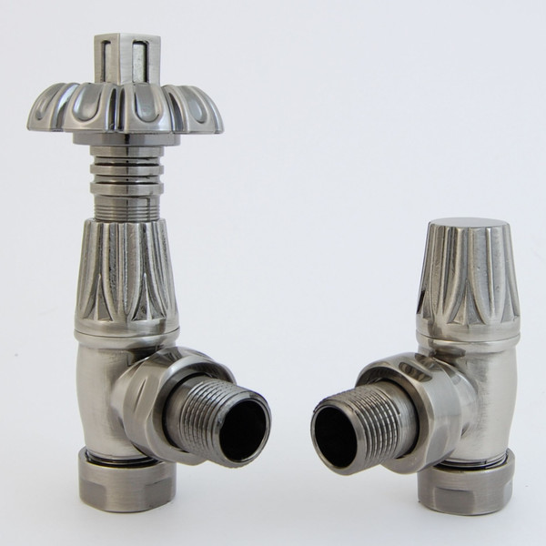 EV-BG15BN - BiWorld Bentley Gothic Traditional Thermostatic Angled Radiator Valve - Black Nickel (TRV)