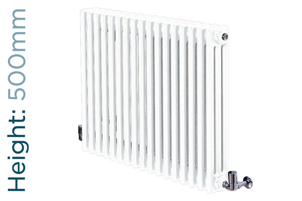 DQ-ARDENT3-500-W-TH - DQ Ardent Horizontal 3 Column Radiator H500mm X W622mm White