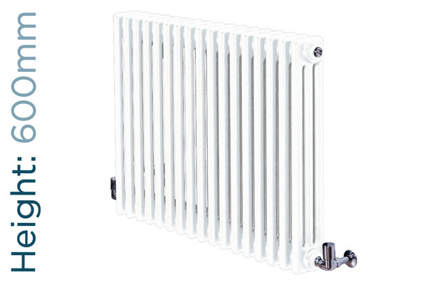 DQ-ARDENT3-600-W-TH - DQ Ardent Horizontal 3 Column Radiator H600mm X W622mm White
