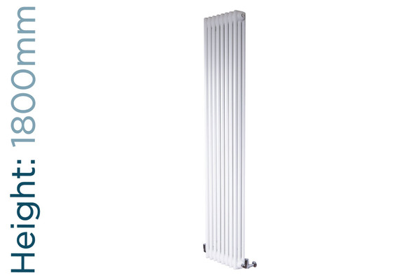 DQ-ARDENT2-1800-W-TH - DQ Ardent Vertical 2 Column Radiator H1800mm X W300mm White