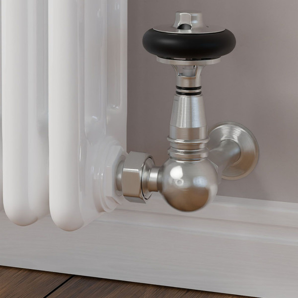 T-TRV-049-CR-SN-CU00 - Ascott Traditional TRV Corner Brushed Satin Nickel Radiator Valves