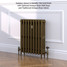 CI-GV3645-09-MET-OLD-GOLD-LS01 - Gasta Victorian 3 Column Cast Iron Radiator H645mm x W578mm CI-GV3645-09-MET-OLD-GOLD-LS01 - Gasta Victorian 3 Column Cast Iron Radiator H645mm x W578mm