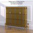 CI-GV3745-16-MET-GOLD-LS01 - Gasta Victorian 3 Column Cast Iron Radiator H745mm x W1016mm CI-GV3745-16-MET-GOLD-LS01 - Gasta Victorian 3 Column Cast Iron Radiator H745mm x W1016mm