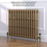 CI-GV3745-16-MET-PALE-GOLD-LS01 - Gasta Victorian 3 Column Cast Iron Radiator H745mm x W1016mm CI-GV3745-16-MET-PALE-GOLD-LS01 - Gasta Victorian 3 Column Cast Iron Radiator H745mm x W1016mm
