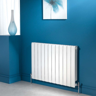 Hylde Radiator Apollo Modena Aluminium Designer White Double Horizontal Radiator ...