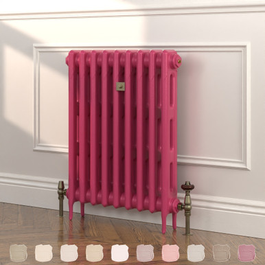 Pink Electric Radiator Rook Pink 2 Column Victorian Cast Iron Radiator H760mm x W220mm