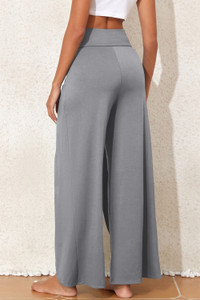 Solid Knotted Drop Waist Split Leg Pants
