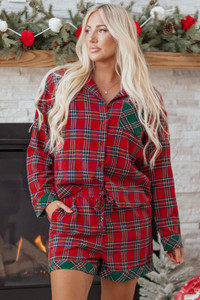 Christmas Plaid Patchwork Pajama Set