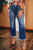 Solid Mineral Wash Raw Hem Flared Jeans