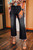 Solid Mineral Wash Raw Hem Flared Jeans
