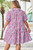Plus Size Floral Half-Button Puff Sleeve Dress