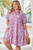 Plus Size Floral Half-Button Puff Sleeve Dress