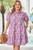 Plus Size Floral Half-Button Puff Sleeve Dress