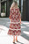 Floral Boho Belted Stripe Trim Tiered Maxi Dress