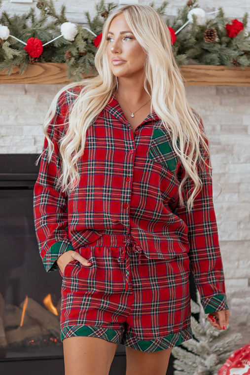 Christmas Plaid Patchwork Pajama Set