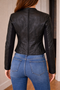 Bano eeMee Gray Leather Jacket Women’s Zip Up Fitted Modern Sise Small