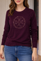 Tory Burch Burgundy Logo Knit Sweater Women’s Size L Ribbed Crewneck