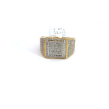 Men's Square Diamond Ring Yellow Gold w/ Round Diamonds - GCLA Mens Rings 0049