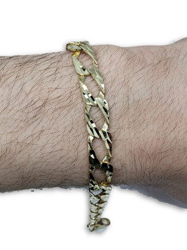 8.5mm Diamond Cut Gold Curb Bracelet 10k Gold MMM-002