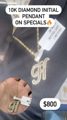 H Letter Diamond Pendent 0.58ct 10k Gold - PD0461