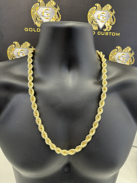 10MM 10K Diamond Cut Rope Chain Italian Gold RCD-010