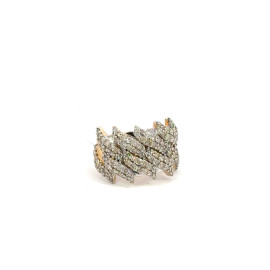 10K GOLD DIAMOND CUBAN RING JAGGED EDGE 0.99CT - MGR2081
