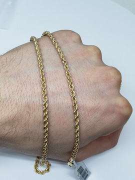 3.6MM 10K Semi Solid Rope Chain - RC-036
