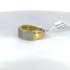 Men's Diamond Ring Yellow Gold Round Diamonds Row - GCLA Mens Rings 0034