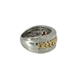 Men's Chain Link Diamond Ring with 14k Yellow and White Gold - GCLA Mens Ring 0010
