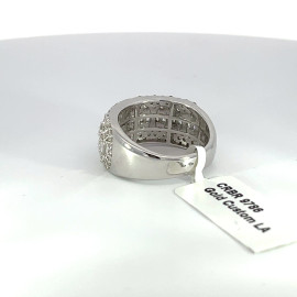 Men's 14k White Gold Diamond Ring w/ Baguette & Round Diamonds - CRBR 9786