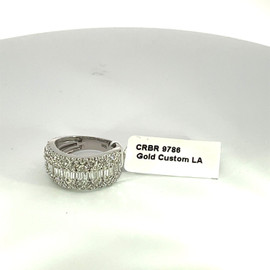 Men's 14k White Gold Diamond Ring w/ Baguette & Round Diamonds - CRBR 9786