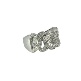Men's Gold Chain Link Diamond Ring 14k White Gold 1CT - GCLA Mens Ring 0022