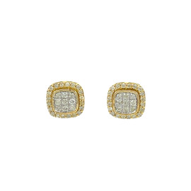 10k Gold 0.30CT Diamond Circle Earrings - GCLA Earrings Rounded Square 019