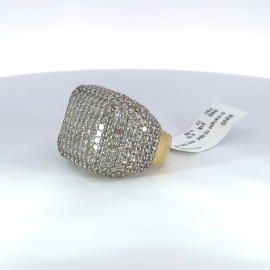 Men's Rounded Square Diamond Ring 10k Yellow Gold w/ Round Diamonds - GCLA Mens Rings 0039