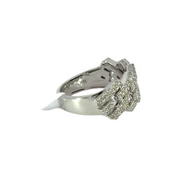Cuban Link Diamond Ring White Gold with Round Diamonds - CMRR 4022A White Gold
