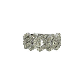 Cuban Link Diamond Ring White Gold with Round Diamonds - CMRR 4022A White Gold