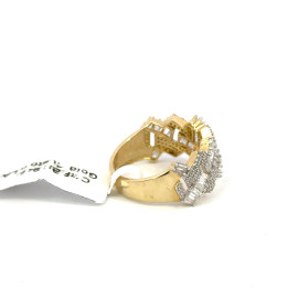 10K GOLD DIAMOND CUBAN RING JAGGED EDGE 1.58CT BAGUETTE - MGR2085