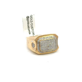 10K GOLD DIAMOND RECTANGULAR MEN'S RING 0.65CT - MGR2054