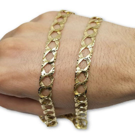 7.1MM 10k Yellow Handmade Gourmette Gold Chain MGC-062
